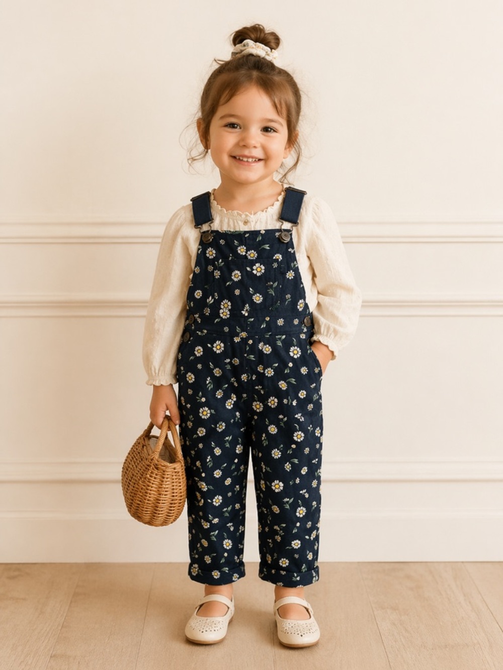 Duluth Trading Co Kids Heirloom Gardening Bib Overalls Floral Navy
/ White Sz 3T